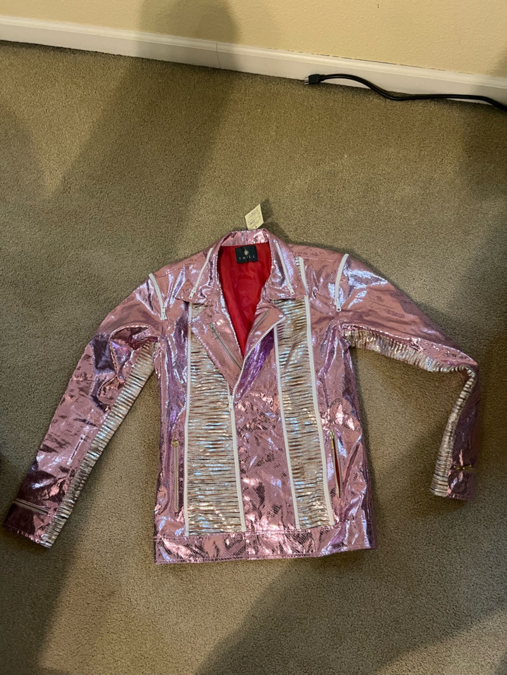 Metallic Pink Sequin-Trim Jacket for Coachella